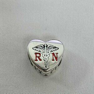 Pandora RN Registered Nurse Exclusive Heart Charm Pendant, S925 Silver Jewelry